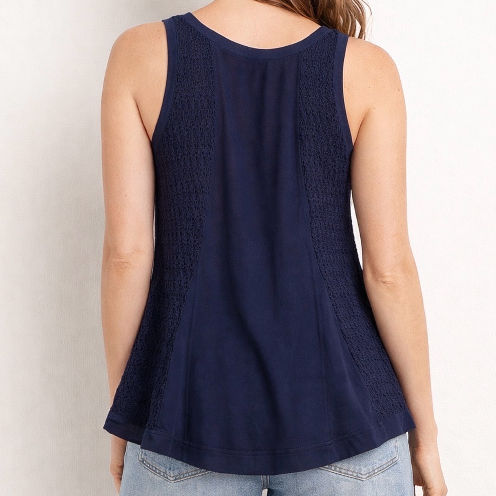 LC Lauren Conrad Chiffon Mixed Media Tank in Peacoat Navy ~ Size: XL ~ NWT - Picture 7 of 16